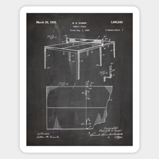 Table Tennis Patent - Ping Pong Fan Tennis Player Art - Black Chalkboard Sticker